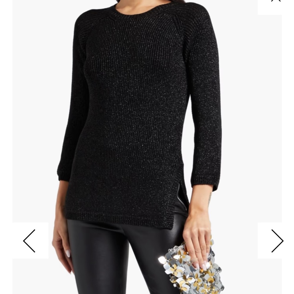 SAINT LAURENT black ribbed long sleeve top 
Metallic knit tunic sweater